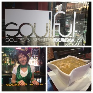 When I found a place that serves a variety of soups, I made it a regular stop.  Lauren always has a smile, albeit a bit green today. 